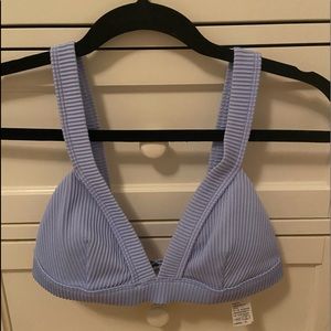 hollister light blue ribbed triangle bikini top